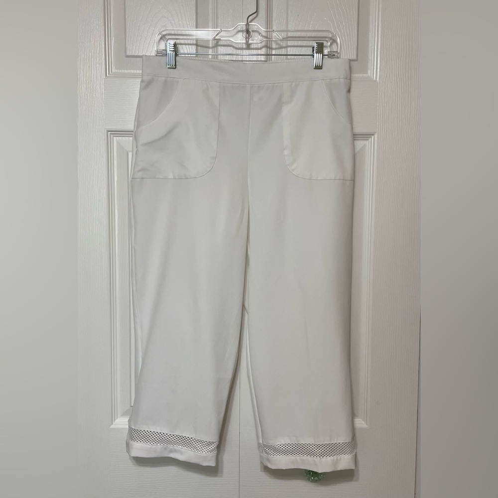 Alfred Dunner White Ankle Cropped Pants Relaxed Fit